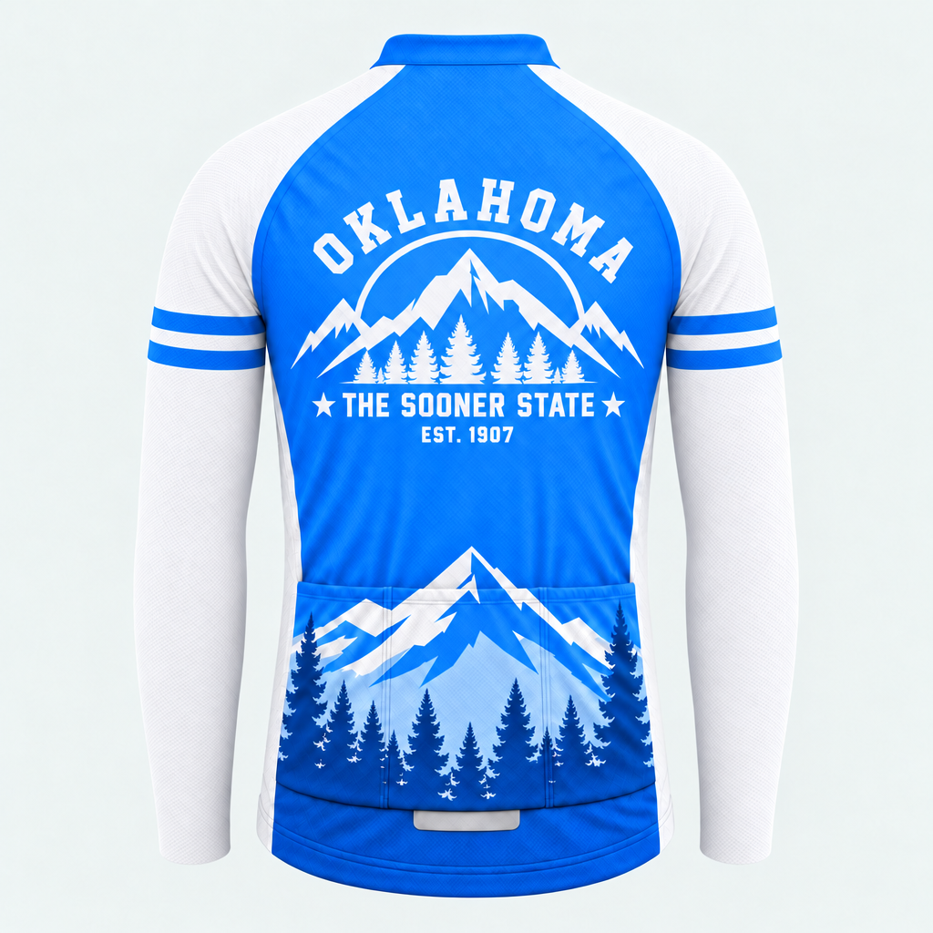Men's Personalized Long Sleeve Cycling Jersey – Oklahoma Sooner Ridge - Back