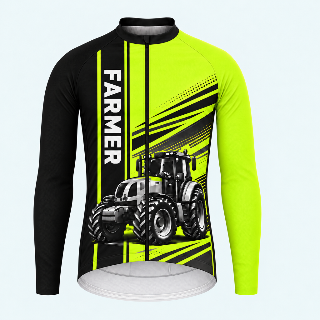 Men's Personalized Long Sleeve Cycling Jersey – Proud Farmer - Front
