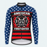 Men's Personalized Long Sleeve Cycling Jersey – US Firefighter And US Flag - Front