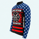 Men's Personalized Long Sleeve Cycling Jersey – US Firefighter And US Flag - Side