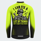 Men's Personalized Long Sleeve Cycling Jersey – Mechanic Skull I Can't Fix Stupid - Back
