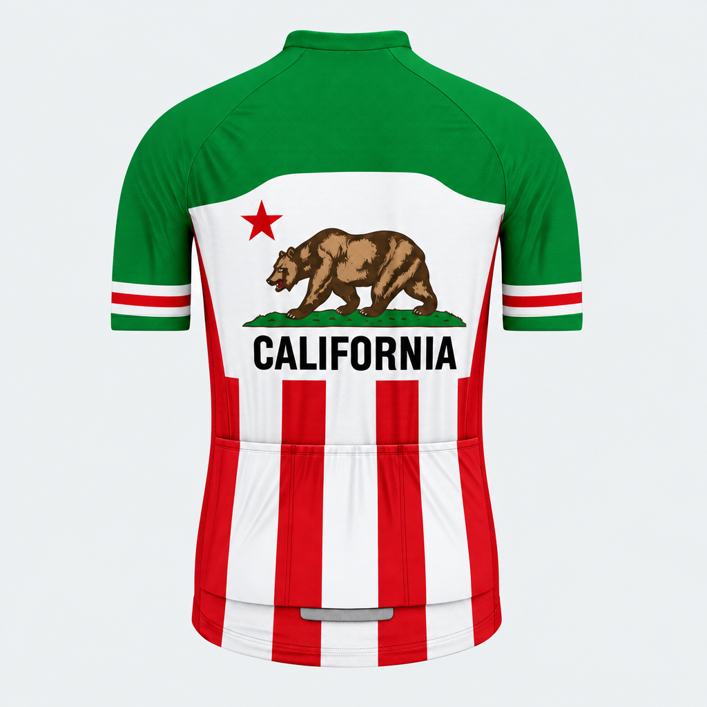 Men's Personalized Short Sleeve Cycling Jersey – California Grizzly Bear - Back
