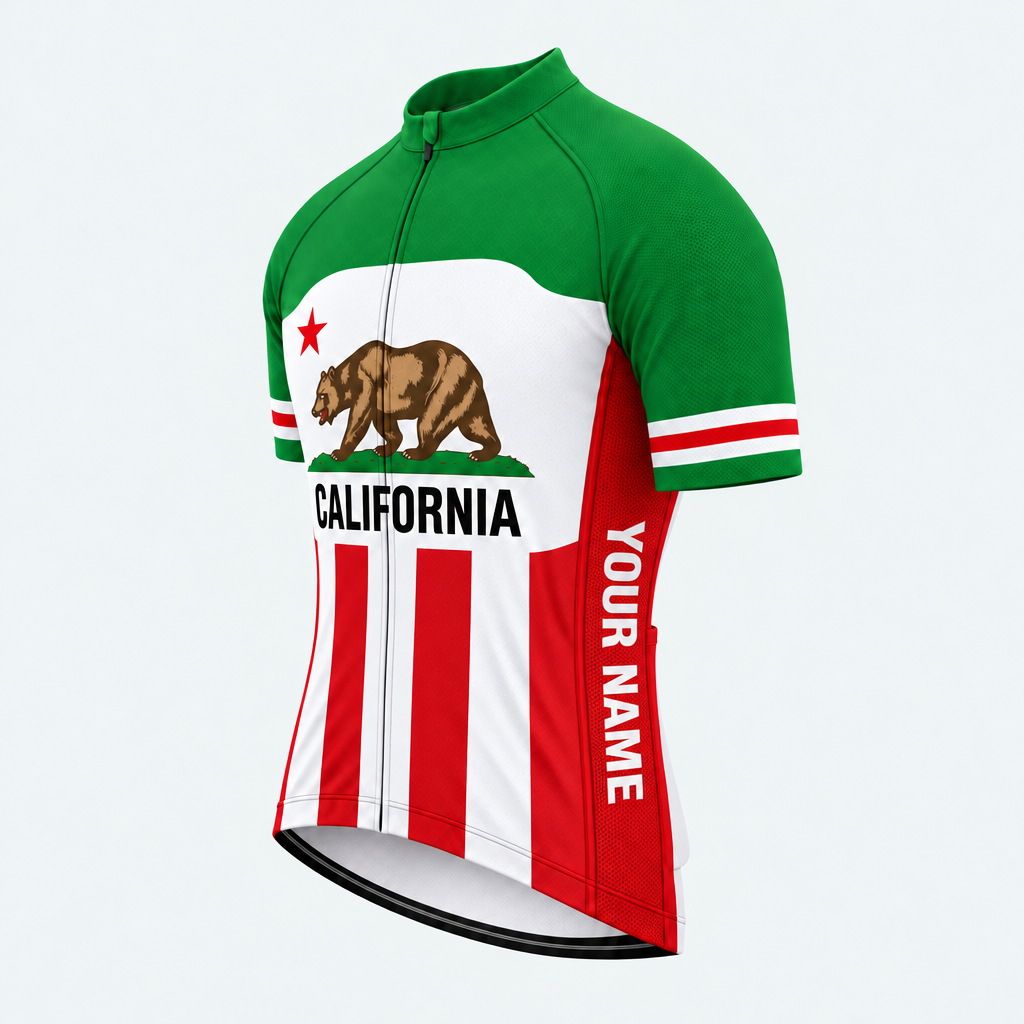 Men's Personalized Short Sleeve Cycling Jersey – California Grizzly Bear - Front 45°