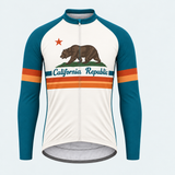 Men's Personalized Long Sleeve Cycling Jersey – California Republic Stripes - Front