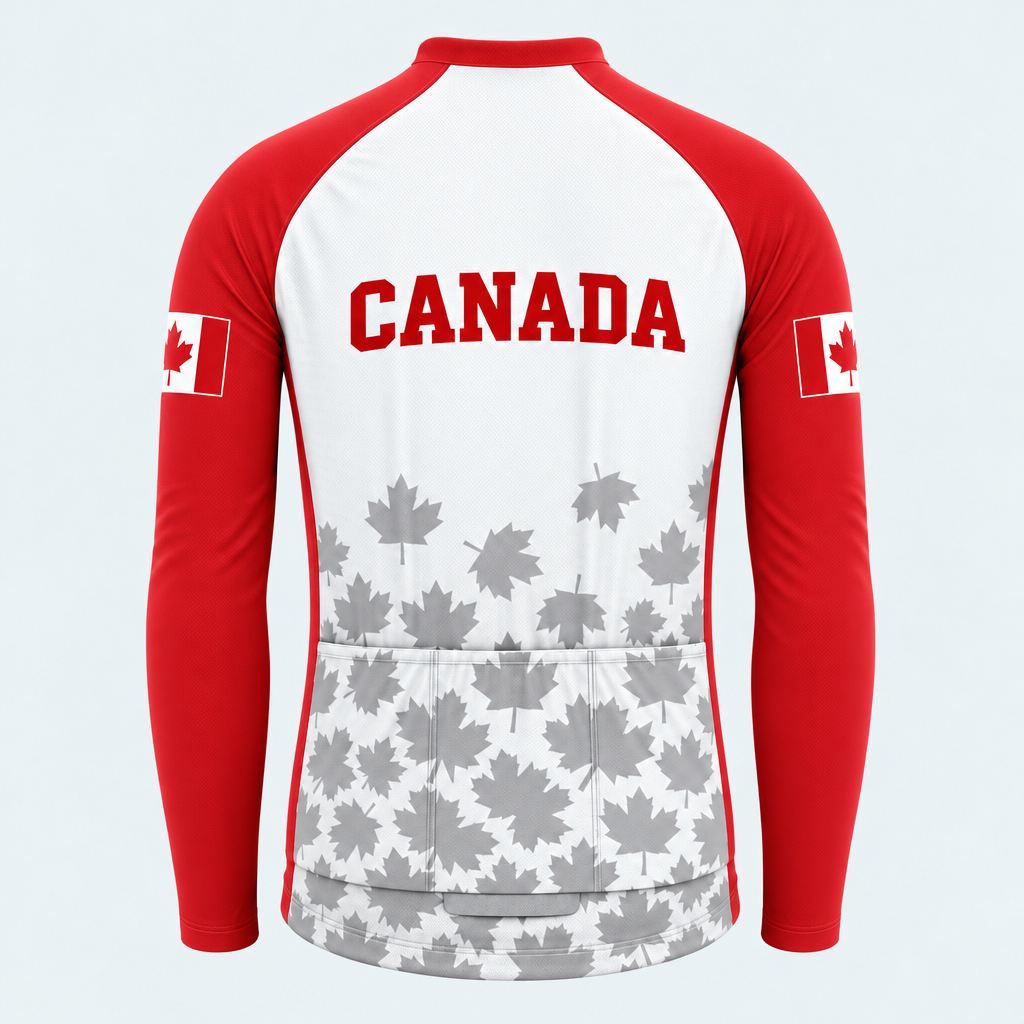 Men's Personalized Long Sleeve Cycling Jersey – Canada Bold Maple - Back