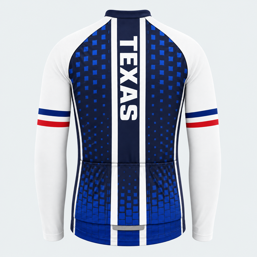 Men's Personalized Long Sleeve Cycling Jersey – Texas Pride Shield - Back
