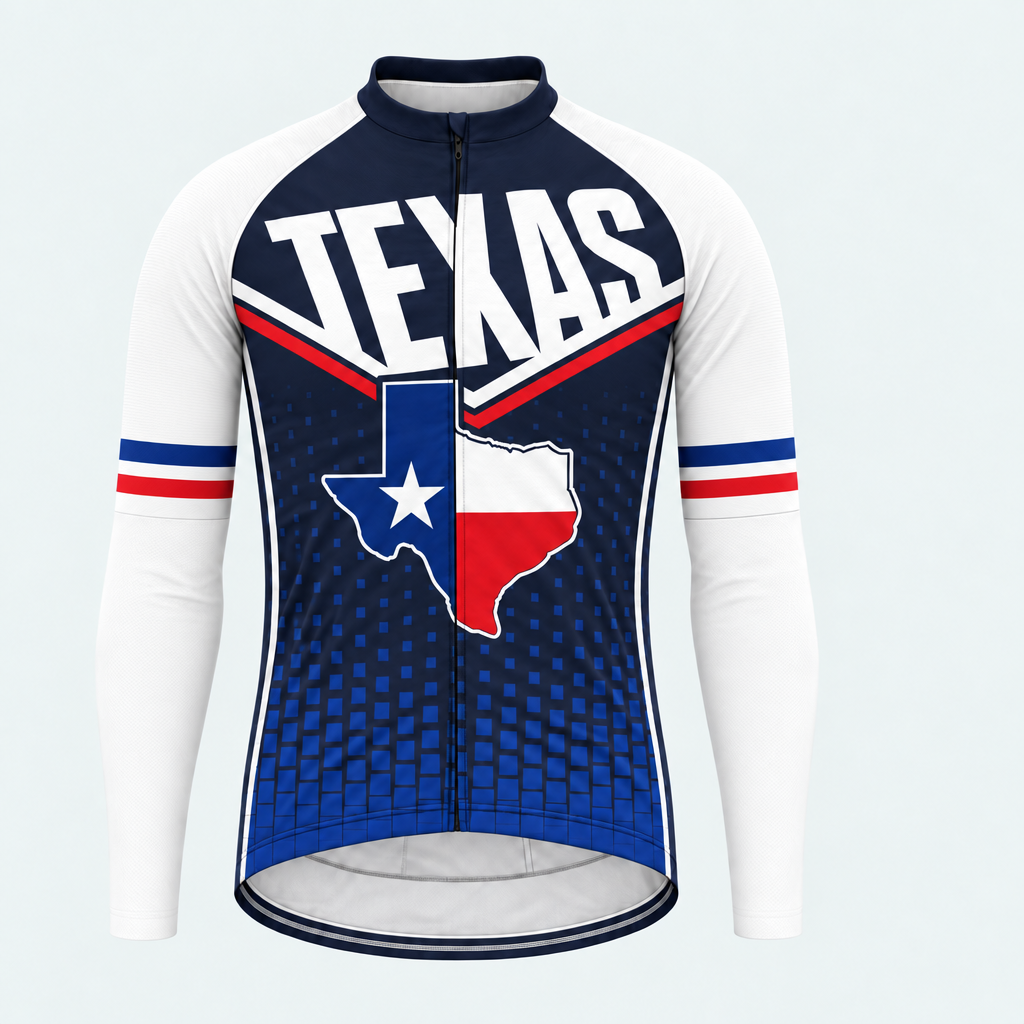 Men's Personalized Long Sleeve Cycling Jersey – Texas Pride Shield - Front