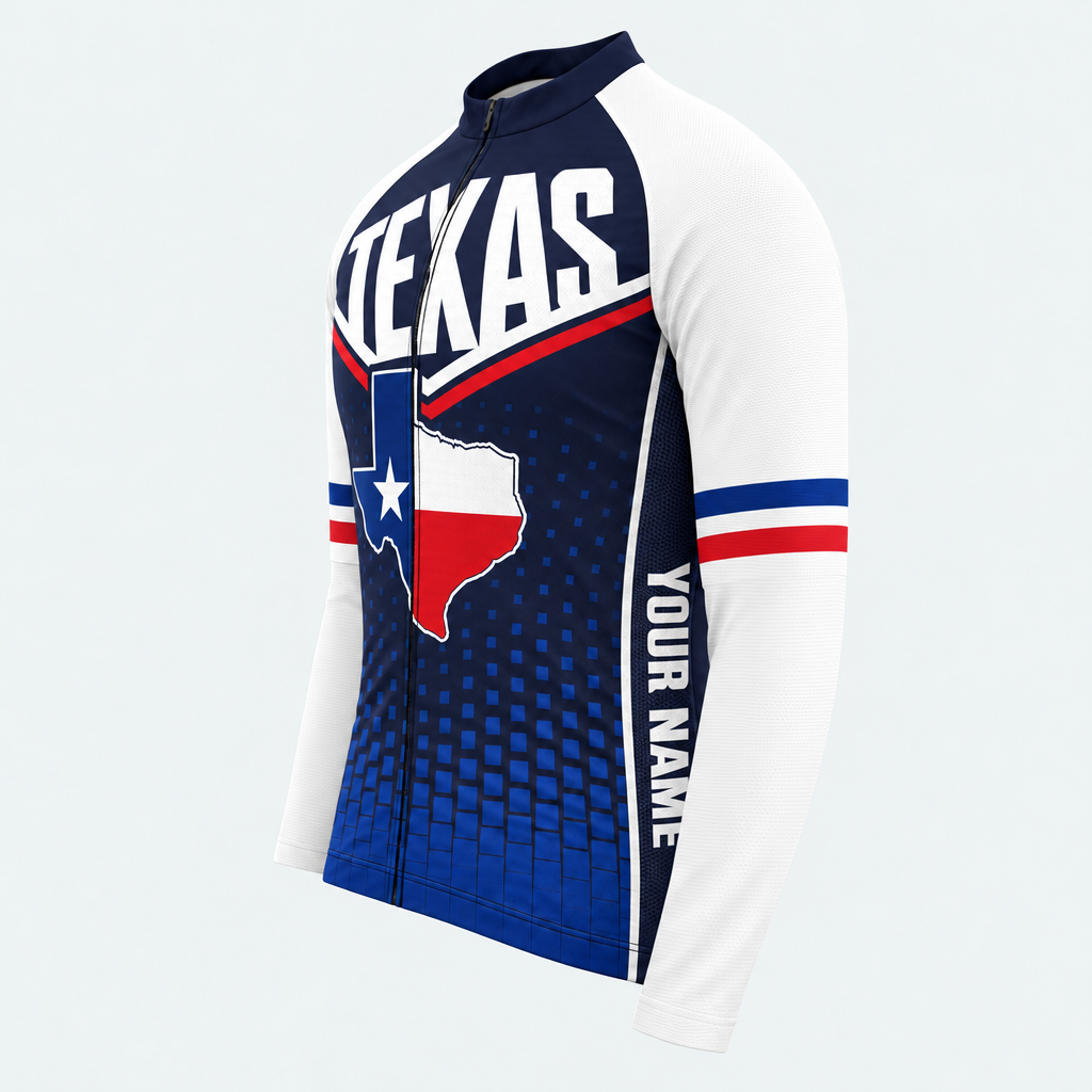 Men's Personalized Long Sleeve Cycling Jersey – Texas Pride Shield - Side