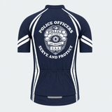 Men's Personalized Short Sleeve Cycling Jersey – Police Serve and Protect Shield - Back