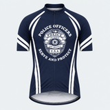 Men's Personalized Short Sleeve Cycling Jersey – Police Serve and Protect Shield - Front