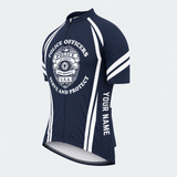 Men's Personalized Short Sleeve Cycling Jersey – Police Serve and Protect Shield - Front 45°