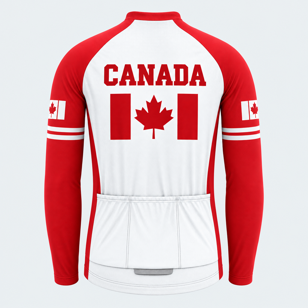 Men's Personalized Long Sleeve Cycling Jersey – Canada Red Maple - Back