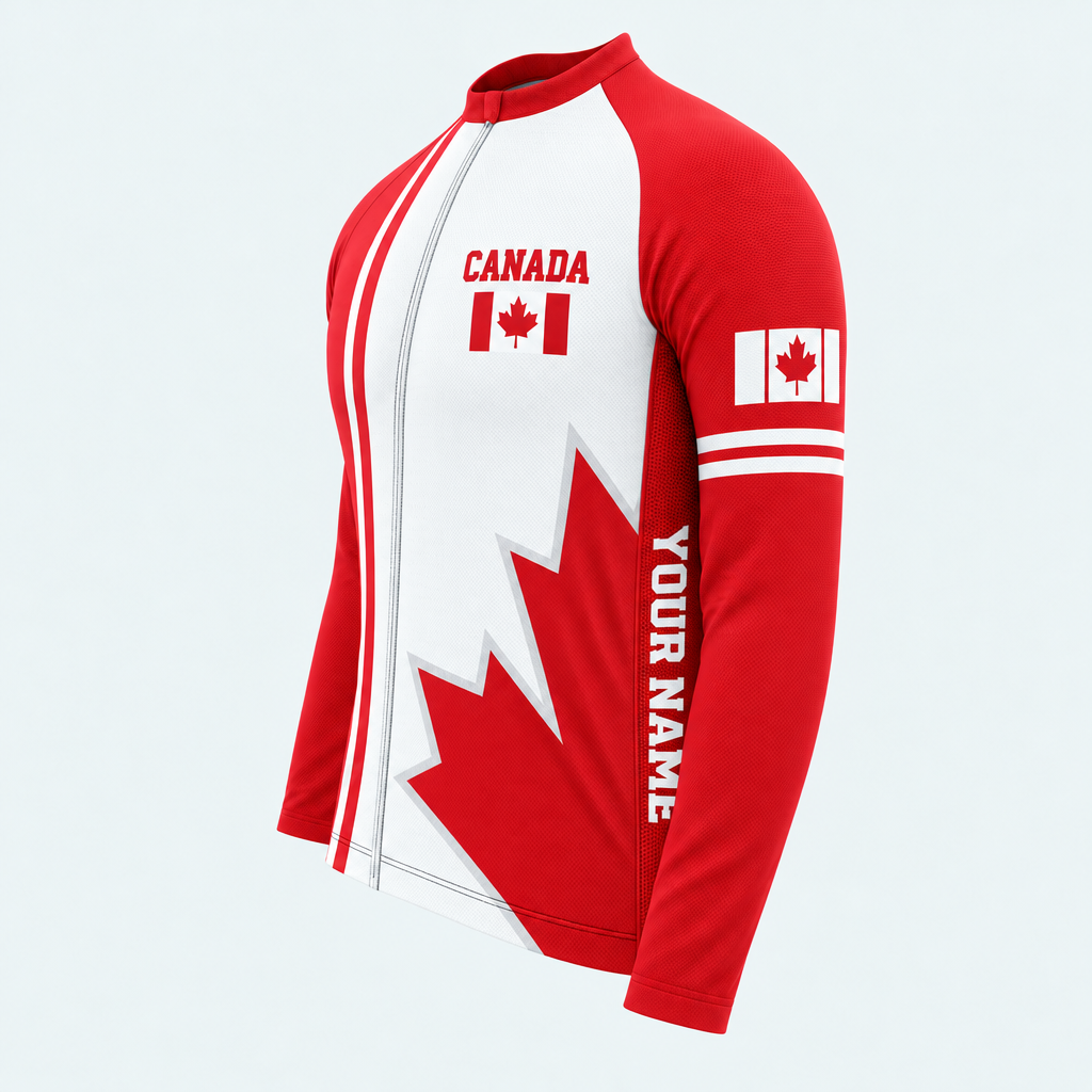 Men's Personalized Long Sleeve Cycling Jersey – Canada Red Maple - Side