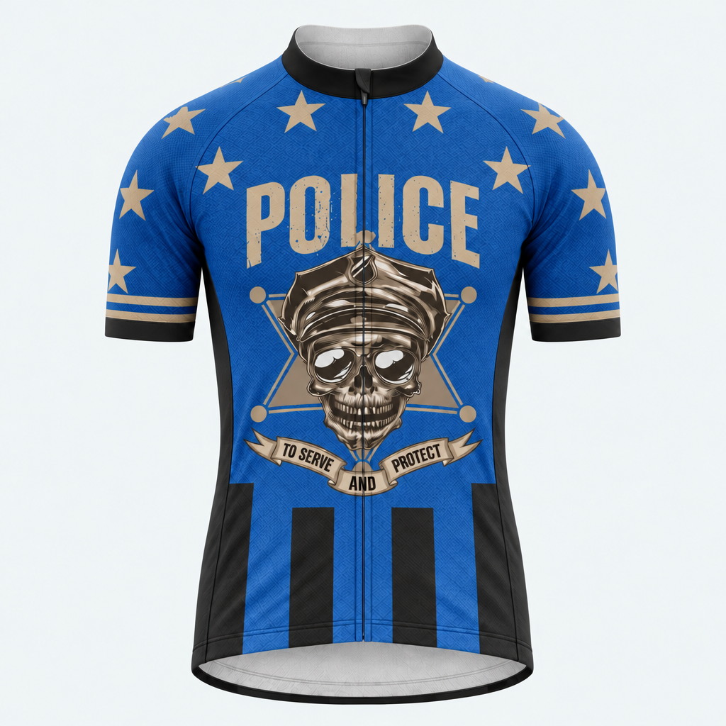Men's Personalized Short Sleeve Cycling Jersey – Vintage Police Officer - Front