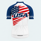 Men's Personalized Short Sleeve Cycling Jersey – US Patriotic Distressed Flag - Back