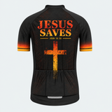 Men's Personalized Short Sleeve Cycling Jersey – Jesus Saves - Back