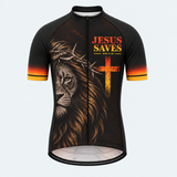 Men's Personalized Short Sleeve Cycling Jersey – Jesus Saves - Front
