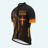 Men's Personalized Short Sleeve Cycling Jersey – Jesus Saves - Front 45°