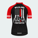 Men's Personalized Short Sleeve Cycling Jersey – Wildland Firefighter Chainsaw Flag - Back