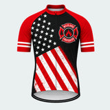 Men's Personalized Short Sleeve Cycling Jersey – Wildland Firefighter Chainsaw Flag - Front
