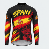 Men's Personalized Long Sleeve Cycling Jersey – Spain National Pride - Front