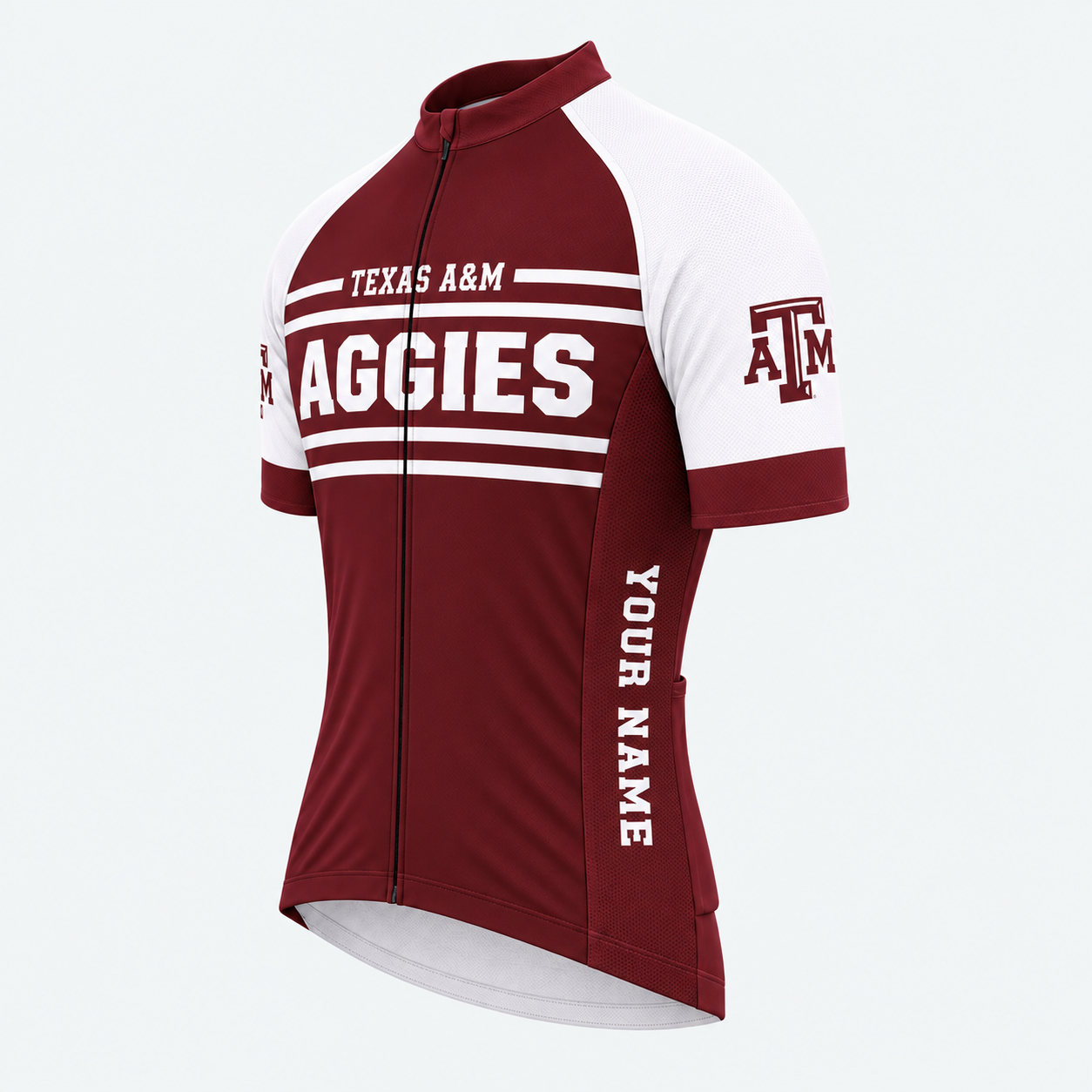 Men's Personalized Short Sleeve Cycling Jersey – Texas A&M Aggies Pride - Front 45°