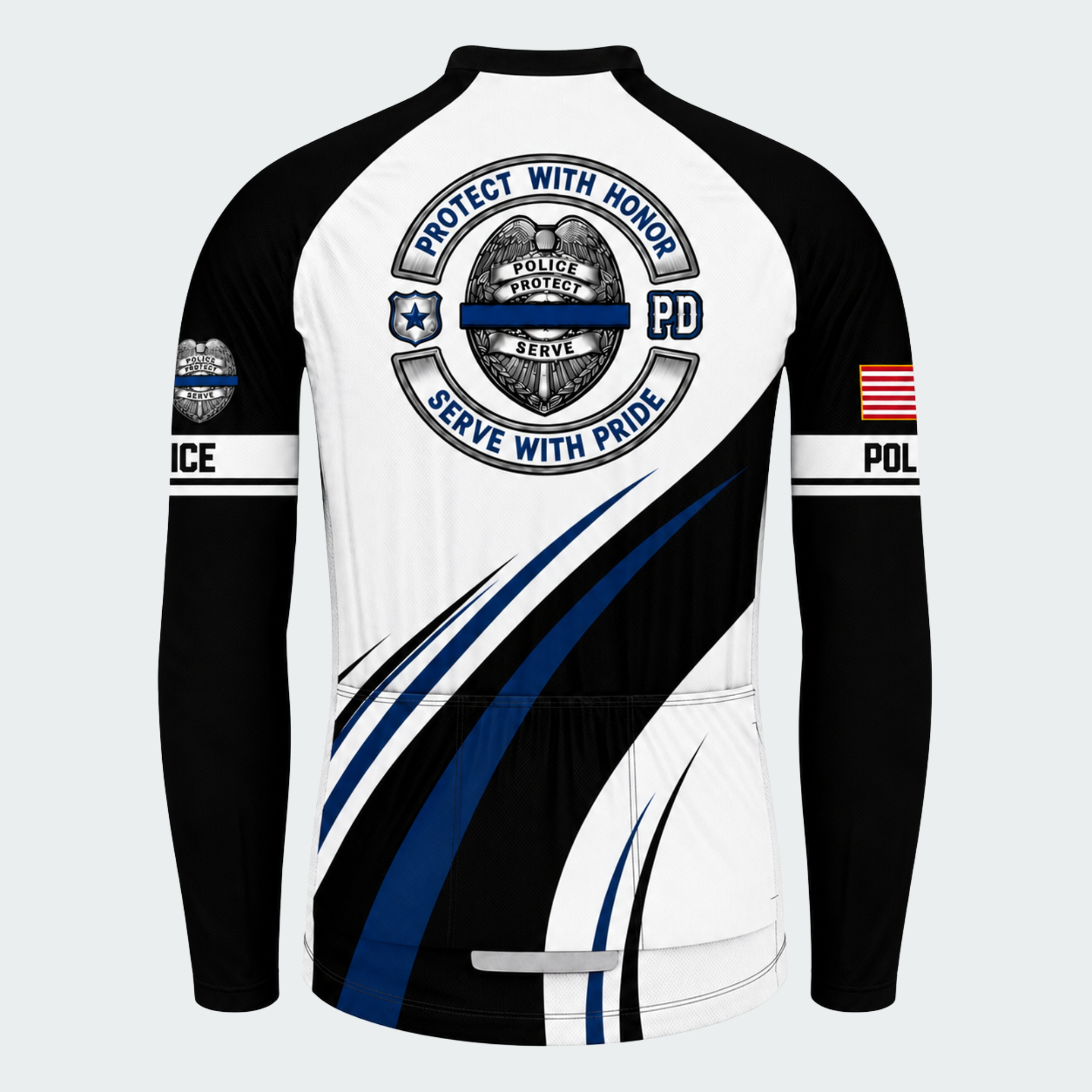 Men's Personalized Long Sleeve Cycling Jersey – Police Serve Honor Protect - Back