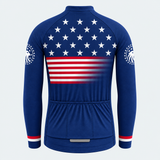 Men's Personalized Long Sleeve Cycling Jersey – US Patriotic Stars & Eagle - Back
