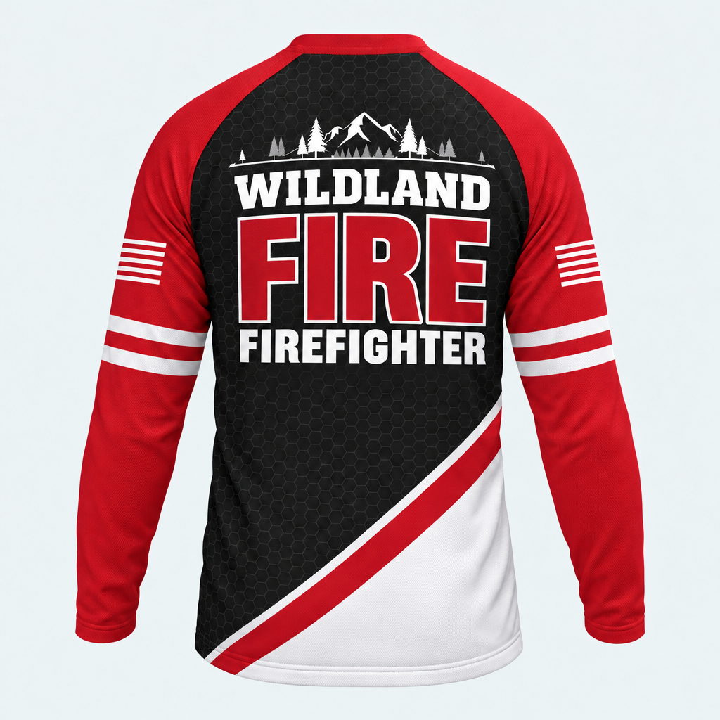 Men's Wildland Firefighter Timber Ridge Long-sleeve Cycling T-shirt - Back