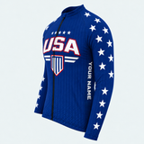 Men's Personalized Long Sleeve Cycling Jersey – US Patriotic Stars & Shield - Side