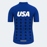 Men's Personalized Short Sleeve Cycling Jersey – US Patriotic USA Black Stars - Back