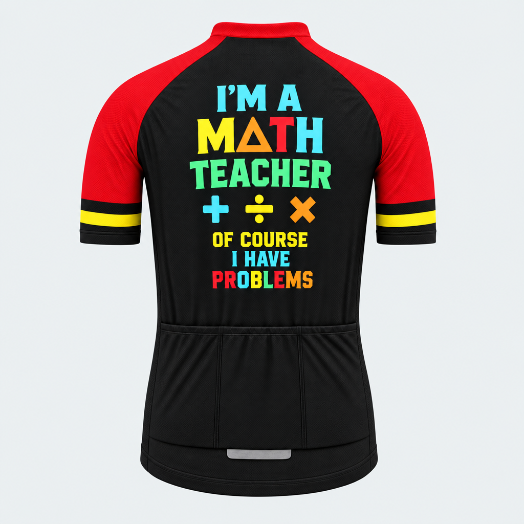 Men's Personalized Short Sleeve Cycling Jersey – Math Teacher I Have Problems - Back