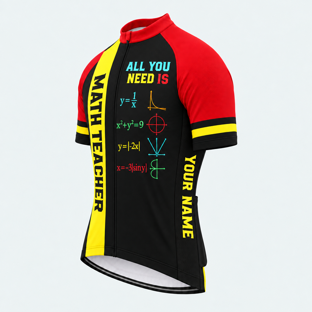 Men's Personalized Short Sleeve Cycling Jersey – Math Teacher I Have Problems - Front 45°
