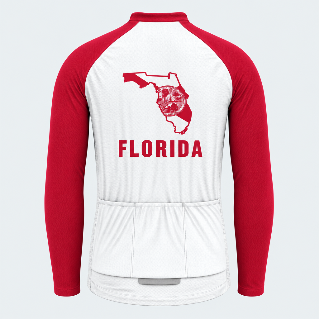 Men's Personalized Long Sleeve Cycling Jersey – Florida Bold Emblem - Back