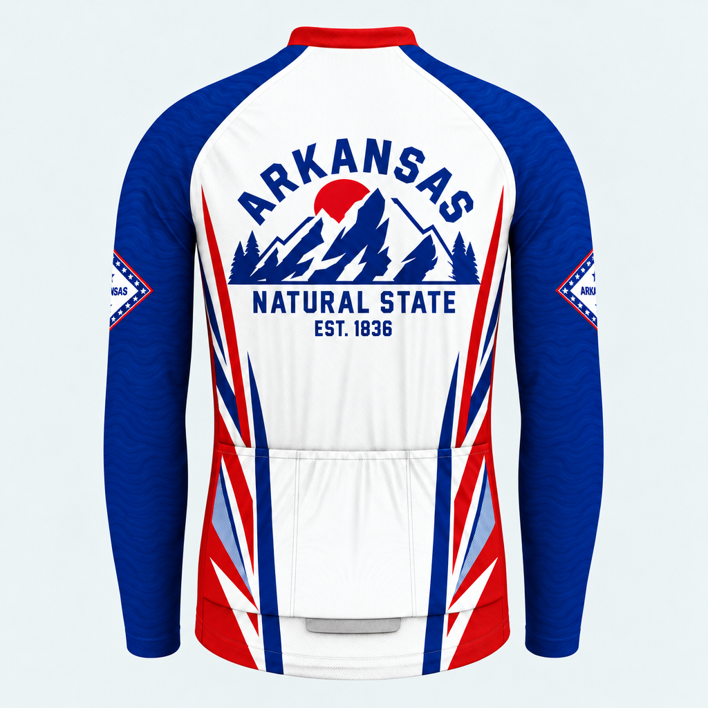 Men's Personalized Long Sleeve Cycling Jersey – Arkansas Mountain Badge - Back