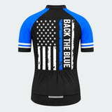 Men's Personalized Short Sleeve Cycling Jersey – US Police Back the Blue Flag - Back