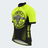 Men's Personalized Short Sleeve Cycling Jersey – Mechanic Skull I Can't Fix Stupid - Front 45°