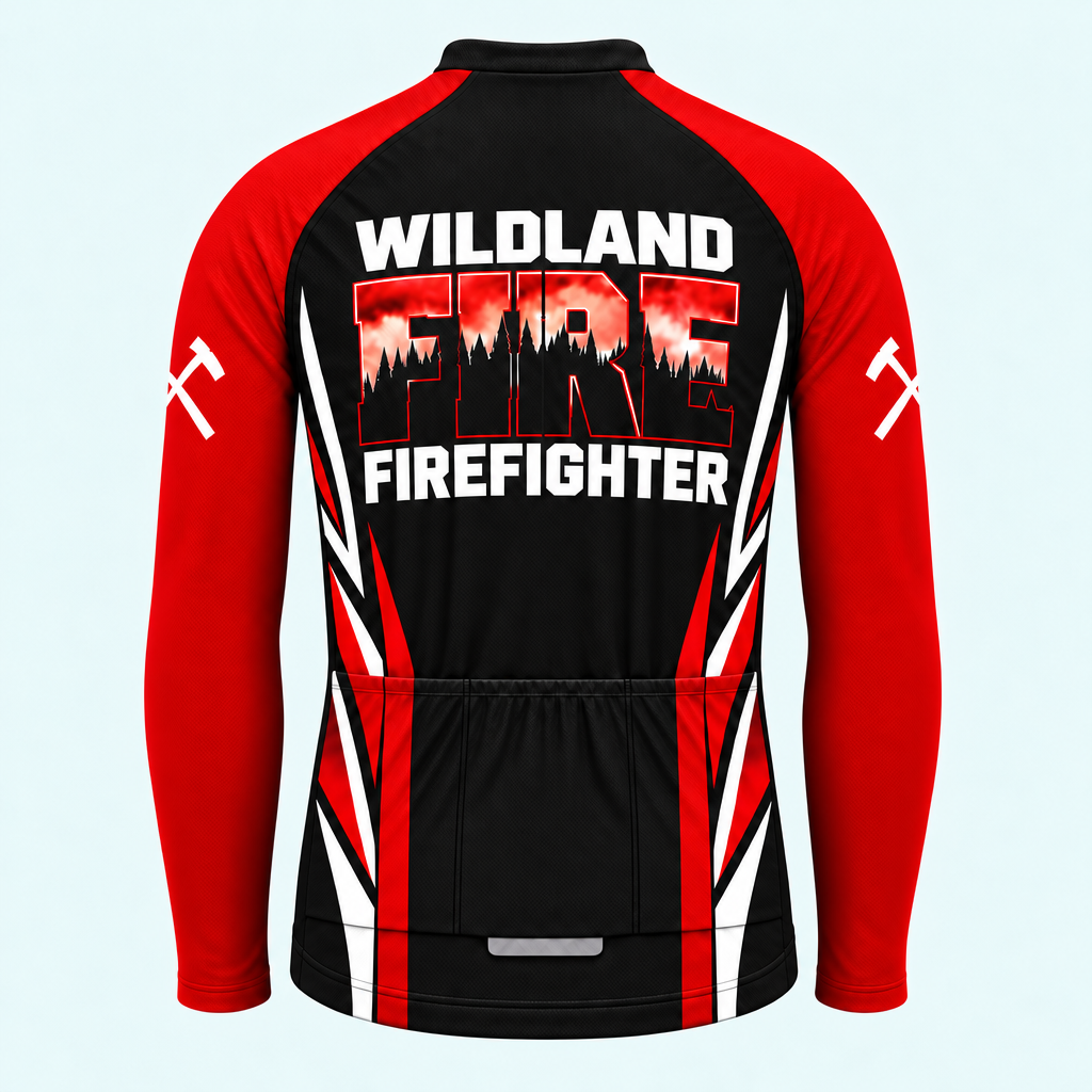 Men's Wildland Firefighter Blaze Long-sleeve Cycling Jersey - Back