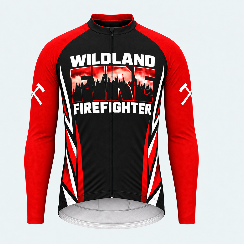Men's Wildland Firefighter Blaze Long-sleeve Cycling Jersey - Front