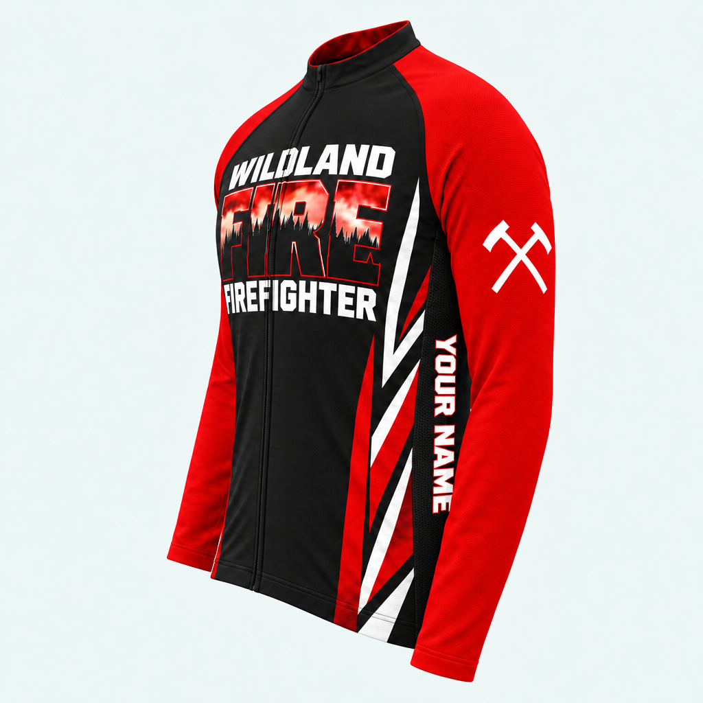 Men's Wildland Firefighter Blaze Long-sleeve Cycling Jersey - Side