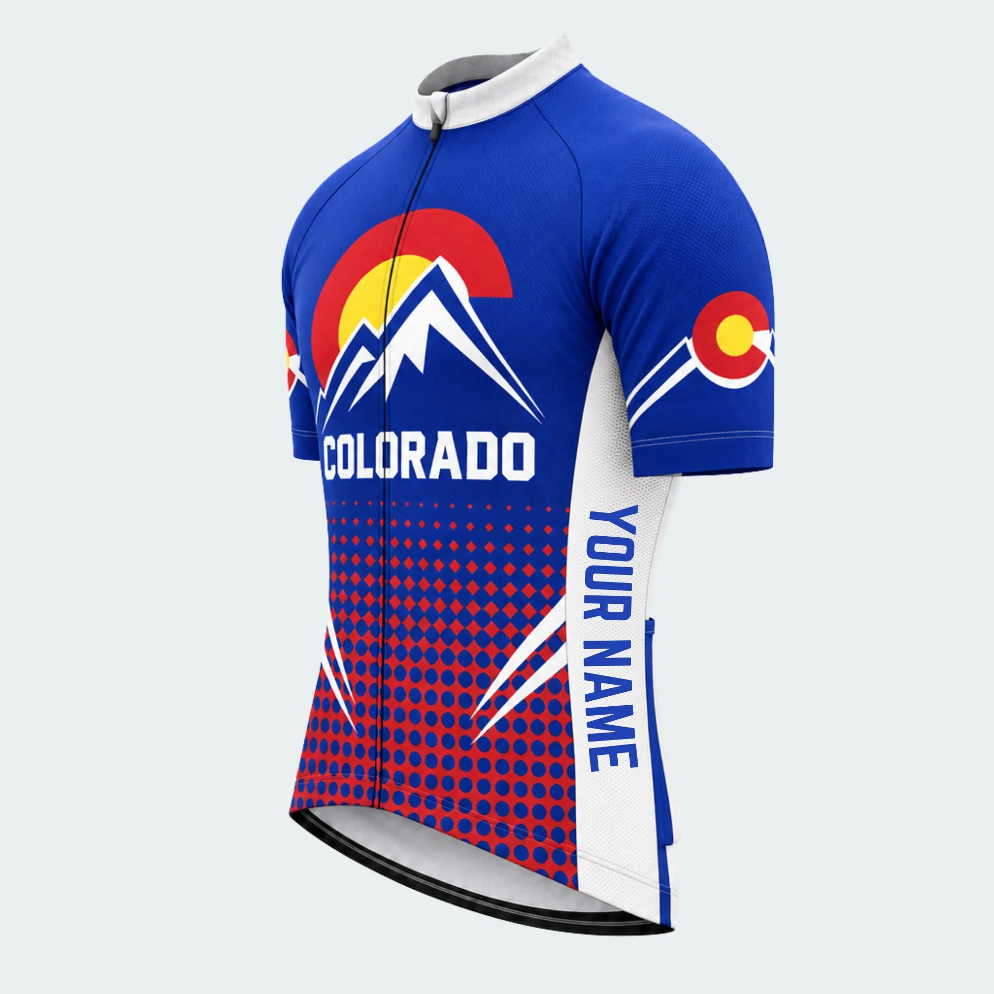 Men's Personalized Short Sleeve Cycling Jersey – Colorado Mountain Crest - Front 45°