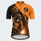 Men's Personalized Short Sleeve Cycling Jersey – Welder Welding Sparks - Front