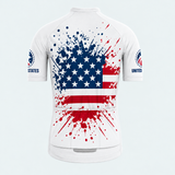 Men's Personalized Short Sleeve Cycling Jersey – US Patriotic Flag Splash - Back
