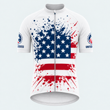Men's Personalized Short Sleeve Cycling Jersey – US Patriotic Flag Splash - Front