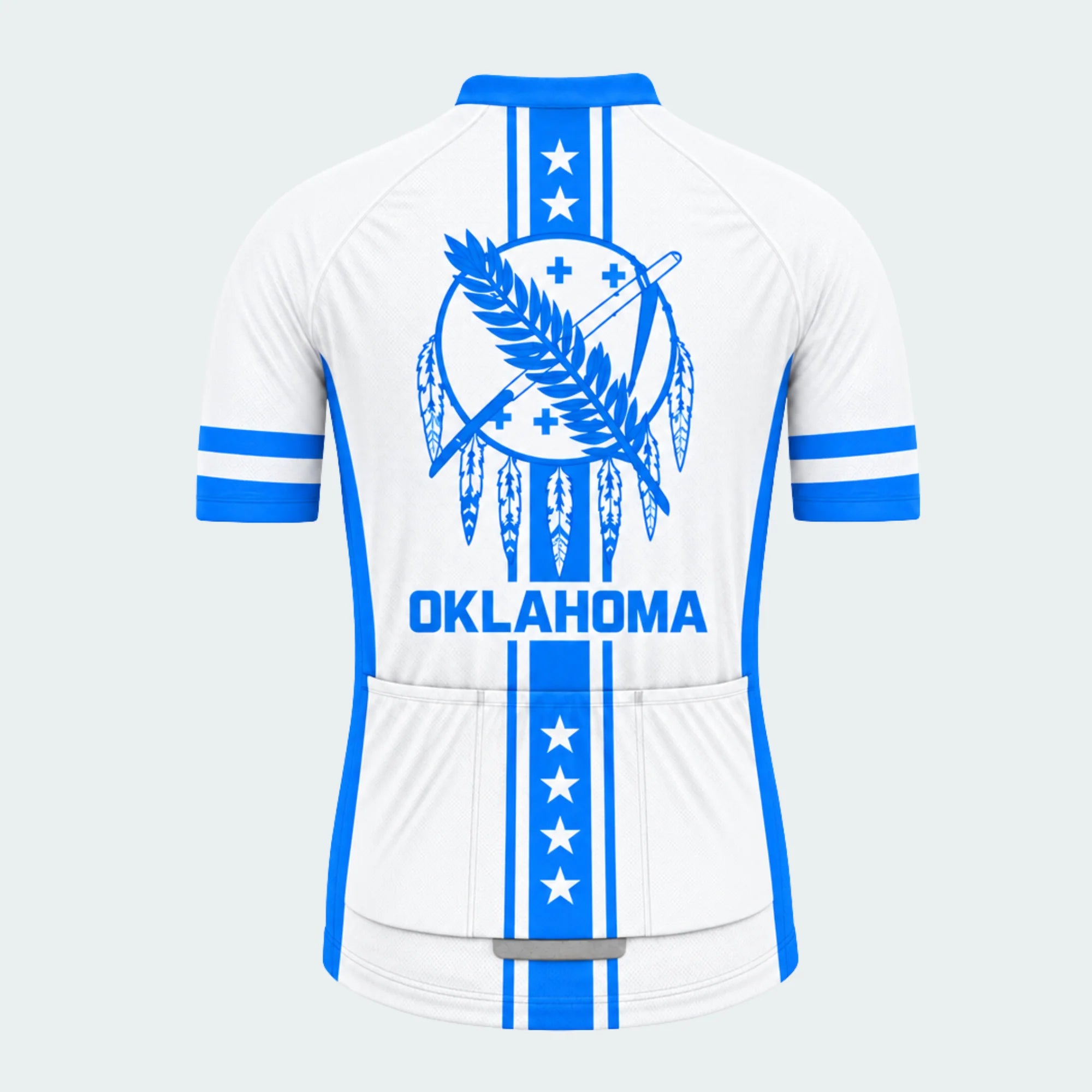 Men's Personalized Short Sleeve Cycling Jersey – Oklahoma Feather Shield - Back
