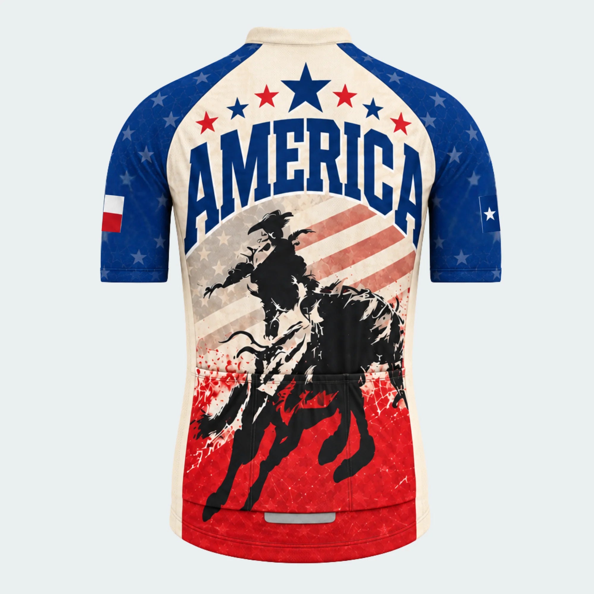 Men's Personalized Short Sleeve Cycling Jersey – Texas Bull Rider - Back