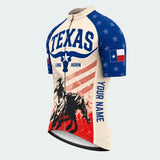 Men's Personalized Short Sleeve Cycling Jersey – Texas Bull Rider - Front 45°