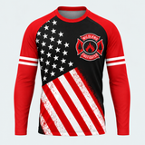 Men's Wildland Firefighter Chainsaw Flag Long-sleeve Cycling T-shirt - Front
