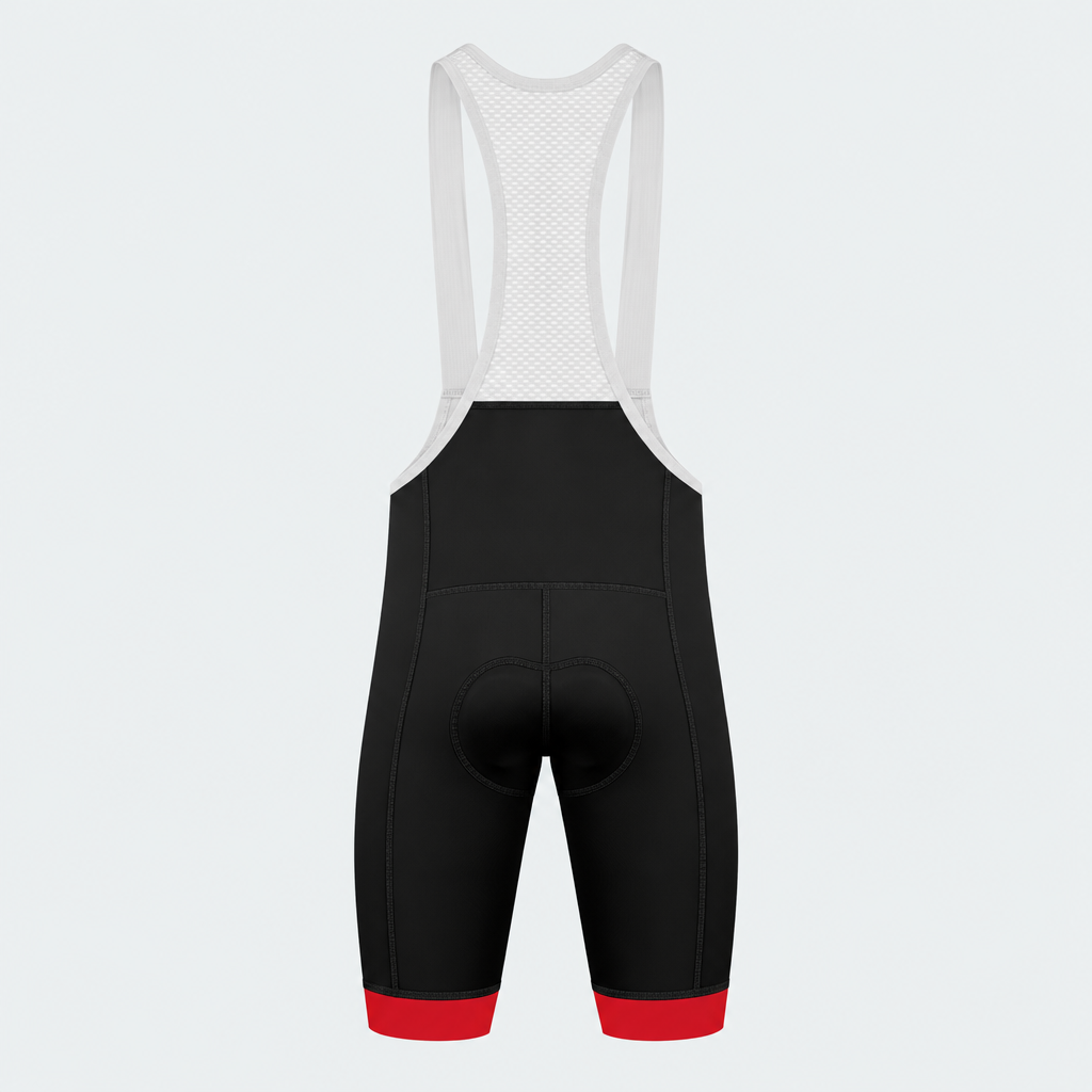 Men's US Firefighter Red And White Stripes Cycling Bib Shorts - Back
