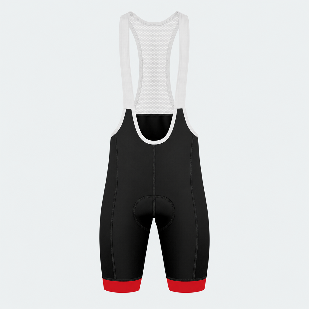 Men's US Firefighter Red And White Stripes Cycling Bib Shorts - Front